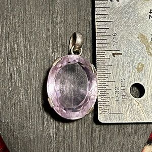 Faceted Amethyst pendant on sterling silver, stamped 925, open back